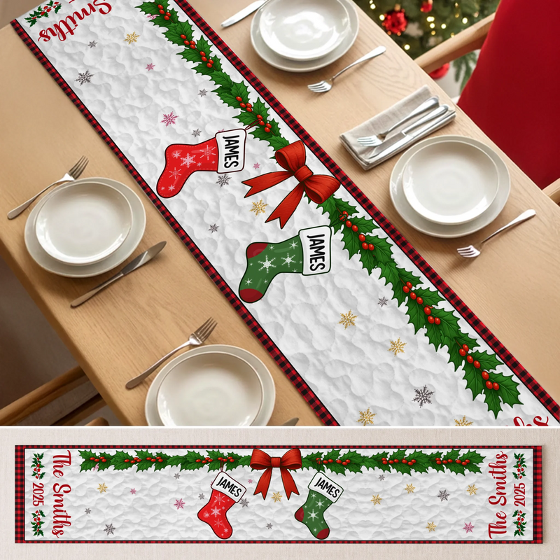 Custom Table Runner - Personalized Christmas Birthday Gifts For Mom, Dad, Brother, Sister, Kids - Together We Make Christmas Glow