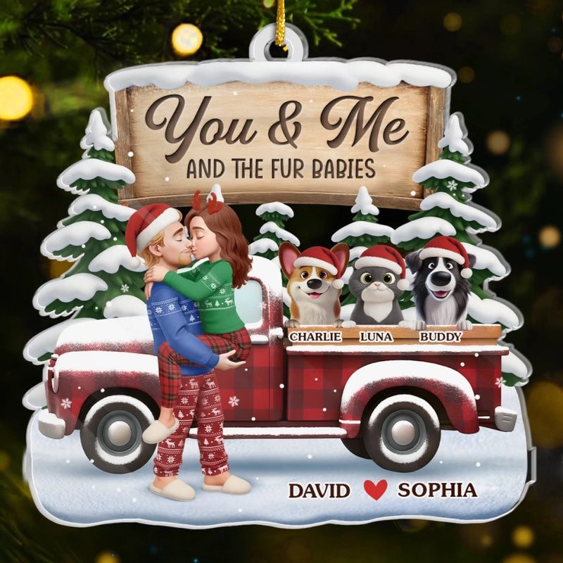 Custom Acrylic Ornament - Personalized Anniversary Christmas Wedding Gifts For Husband And Wife, Dog Cat Lovers - Just Two Humans And A Fur Army