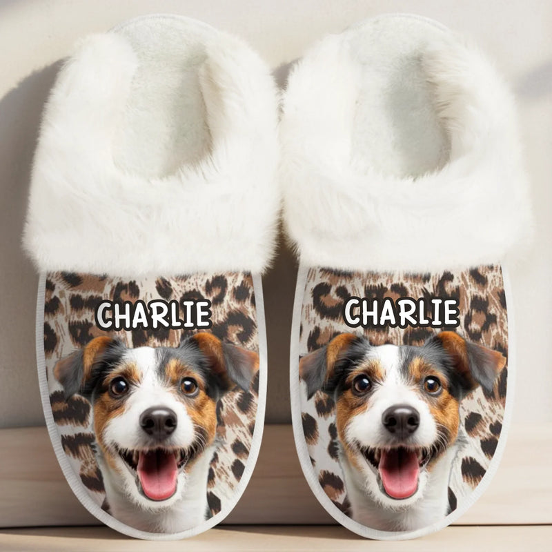 Custom Photo Fluffy Slippers With Fur Lining - Personalized Christmas Birthday Gifts For Dog Cat Lovers, Dog Dad And Mom, Cat Owners - Living My Best Paw Life