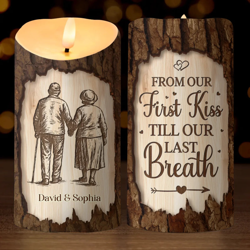 Custom LED Candle - Personalized Anniversary Wedding Gifts For Husband And Wife, Him And Her - Our Love Lights On