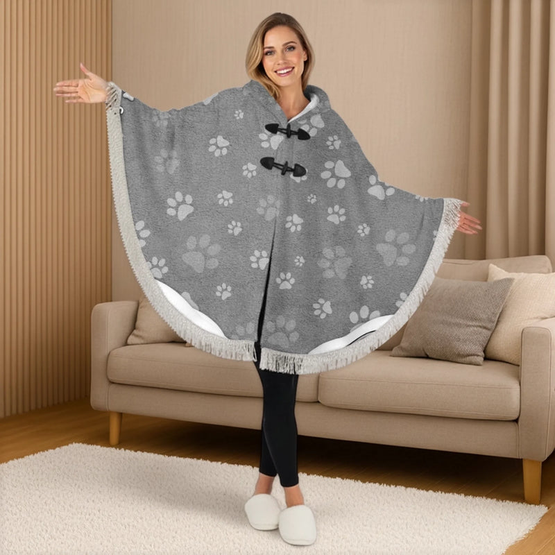 Custom Photo Poncho Wearable Blanket - Personalized Christmas Birthday Gifts For Dog Cat Lovers, Dog Dad And Mom, Cat Owners - Warmth By My Pet