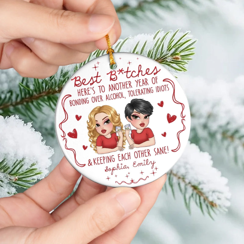 Custom Ceramic Ornament - Personalized Best Friend Christmas Birthday Gifts For Women, Besties, Sisters, BFF - Together Always Better