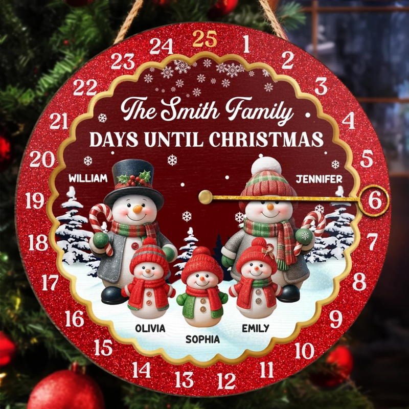 Custom Snowman Wooden Countdown Calendar - Personalized Christmas Birthday Gifts For Mom, Dad, Brother, Sister, Kids - Together We Grow In Joy