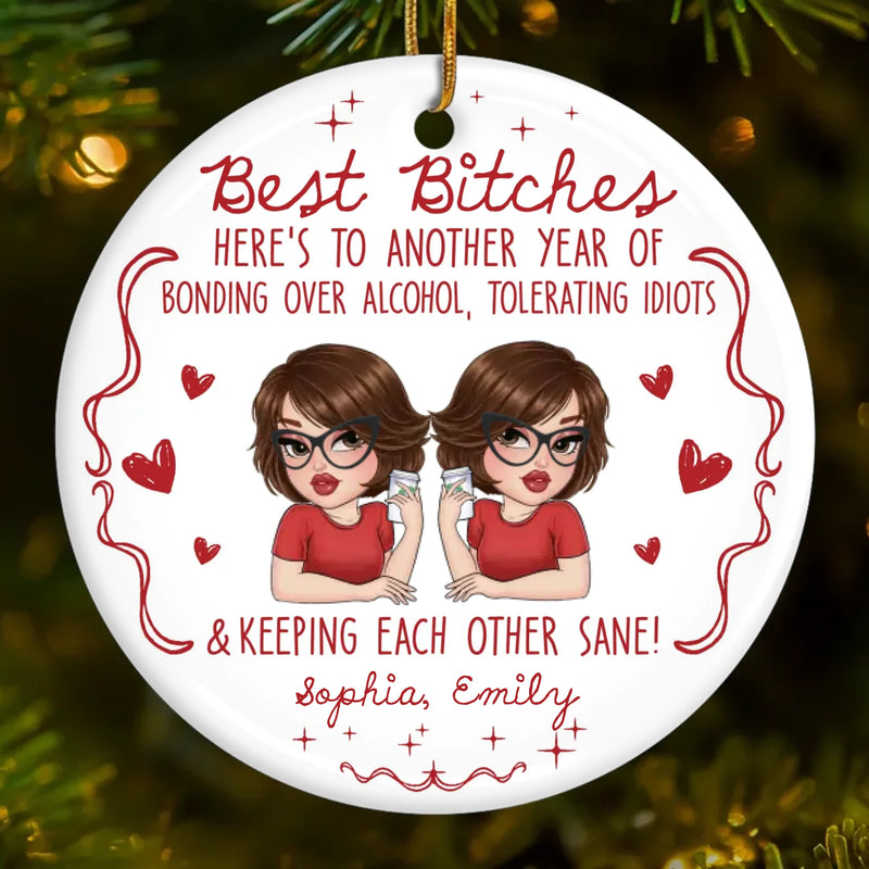 Custom Ceramic Ornament - Personalized Best Friend Christmas Birthday Gifts For Women, Besties, Sisters, BFF - Together Always Better