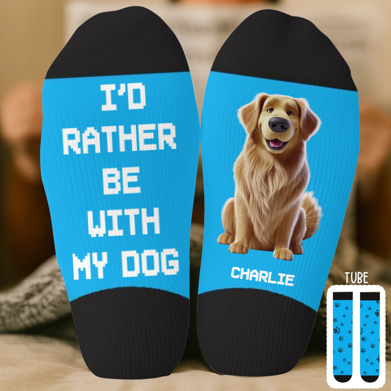 Custom Crew Socks - Personalized Birthday Gifts For Dog Lovers, Dog Dad And Mom - Chillin’ With My Fur Buddy