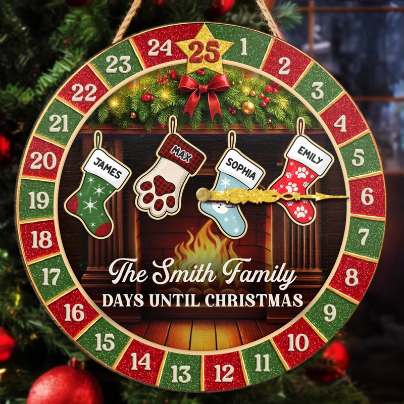 Custom Wooden Countdown Calendar - Personalized Christmas Birthday Gifts For Mom, Dad, Brother, Sister, Kids - Warm Hearts Gather At Christmas