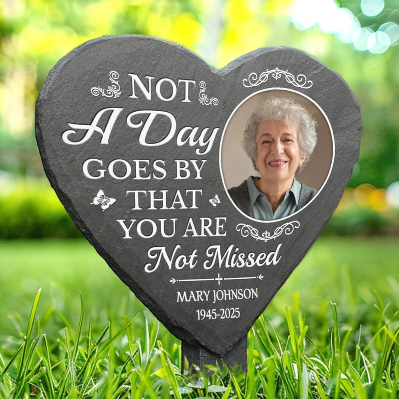 Custom Photo Garden Stone Stake - Personalized Memorial Sympathy Gifts For Loss Of Mom, Dad - Your Love Still Surrounds Me