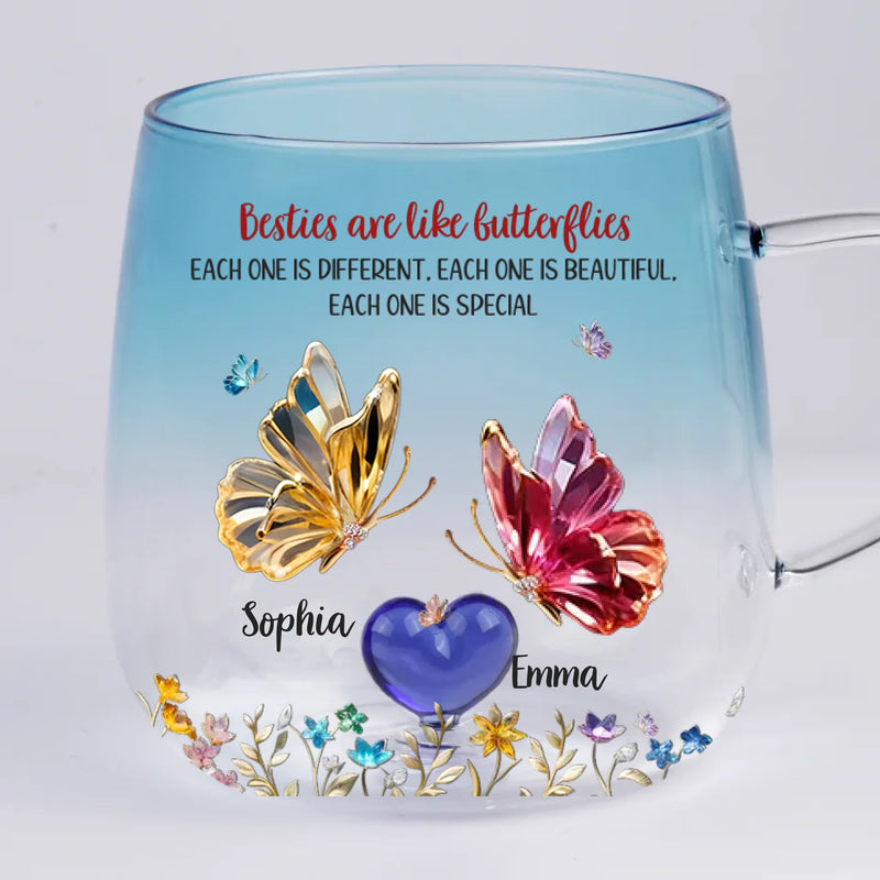 Custom Gradient Glass Mug - Personalized Best Friend Birthday Gifts For Women, Besties, Sisters, BFF - More Than Just Friends
