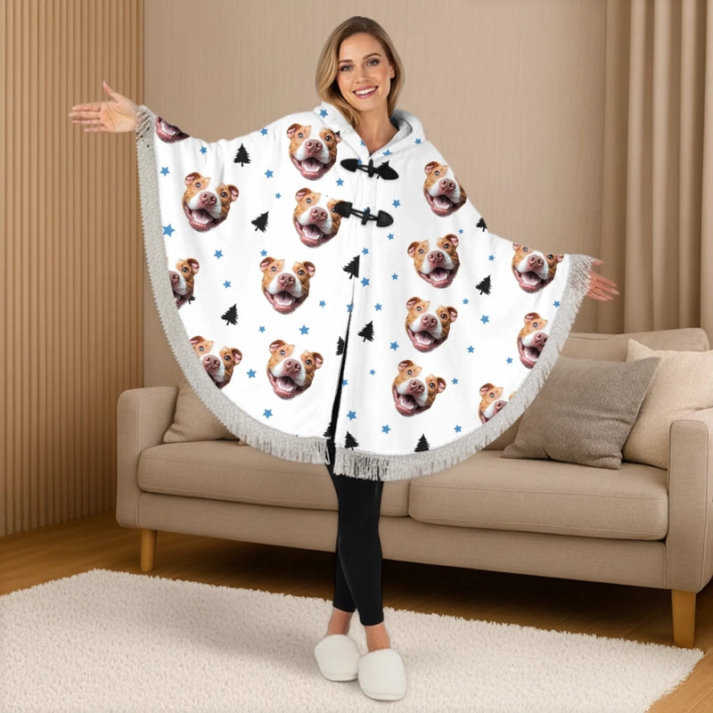 Custom Photo Poncho Wearable Blanket - Personalized Christmas Birthday Gifts For Dog Cat Lovers, Dog Dad And Mom, Cat Owners - Dog Hair Is My Glitter
