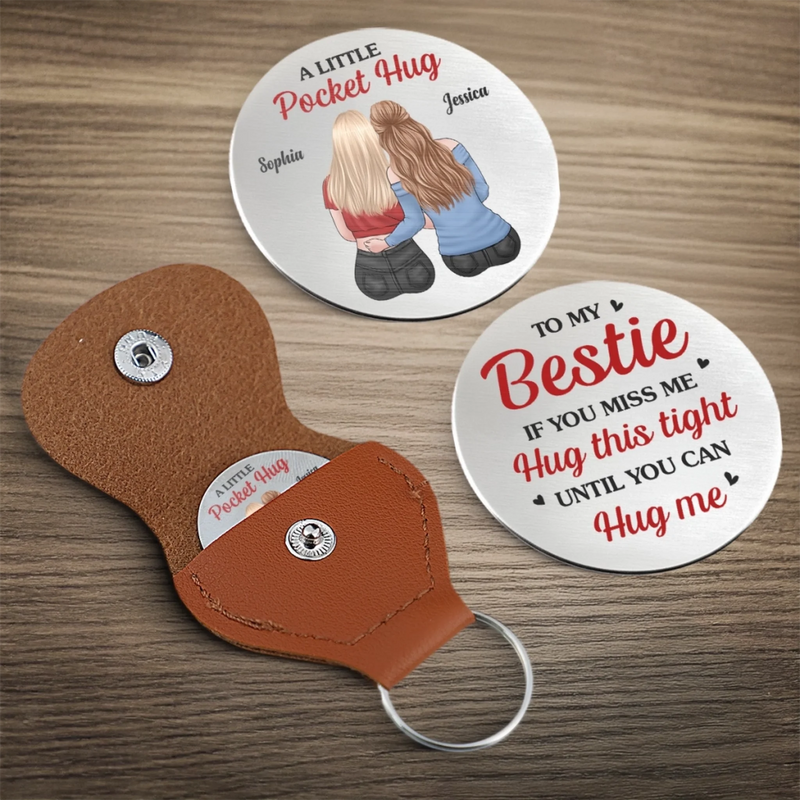 Custom Pocket Hug - Personalized Best Friend Birthday Gifts For Women, Besties, Sisters, BFF - Together We Shine Brighter