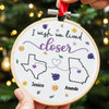 Custom Long Distance Embroidered Ornament - Personalized Best Friend Christmas Birthday Gifts For Women, Besties, Sisters, BFF - Hearts Connected Across The Miles