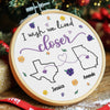 Custom Long Distance Embroidered Ornament - Personalized Best Friend Christmas Birthday Gifts For Women, Besties, Sisters, BFF - Hearts Connected Across The Miles