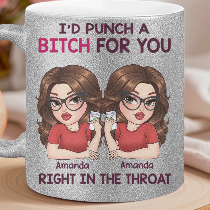 Custom 11OZ Glitter Matte Ceramic Mug - Personalized Best Friend Birthday Gifts For Women, Besties, Sisters, BFF - Besties Bring The Sunshine In