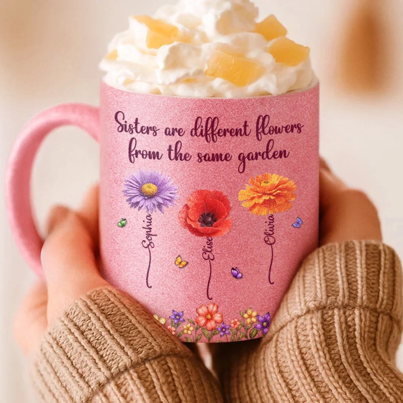 Custom 11OZ Glitter Matte Ceramic Mug - Personalized Best Friend Birthday Gifts For Women, Besties, Sisters, BFF - Laughter Is Our Everyday Magic