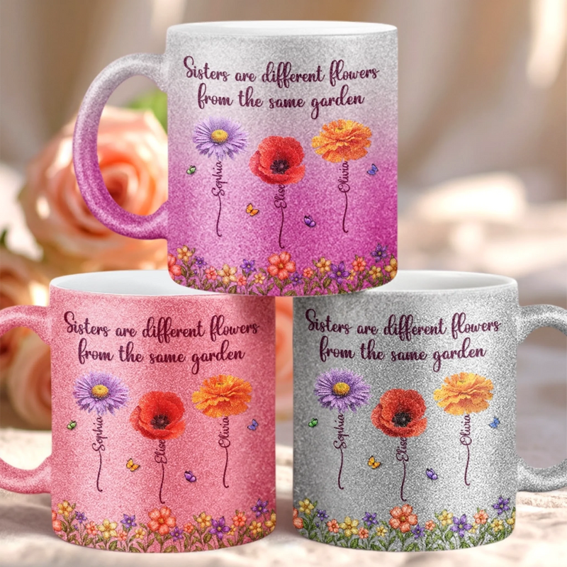 Custom 11OZ Glitter Matte Ceramic Mug - Personalized Best Friend Birthday Gifts For Women, Besties, Sisters, BFF - Laughter Is Our Everyday Magic