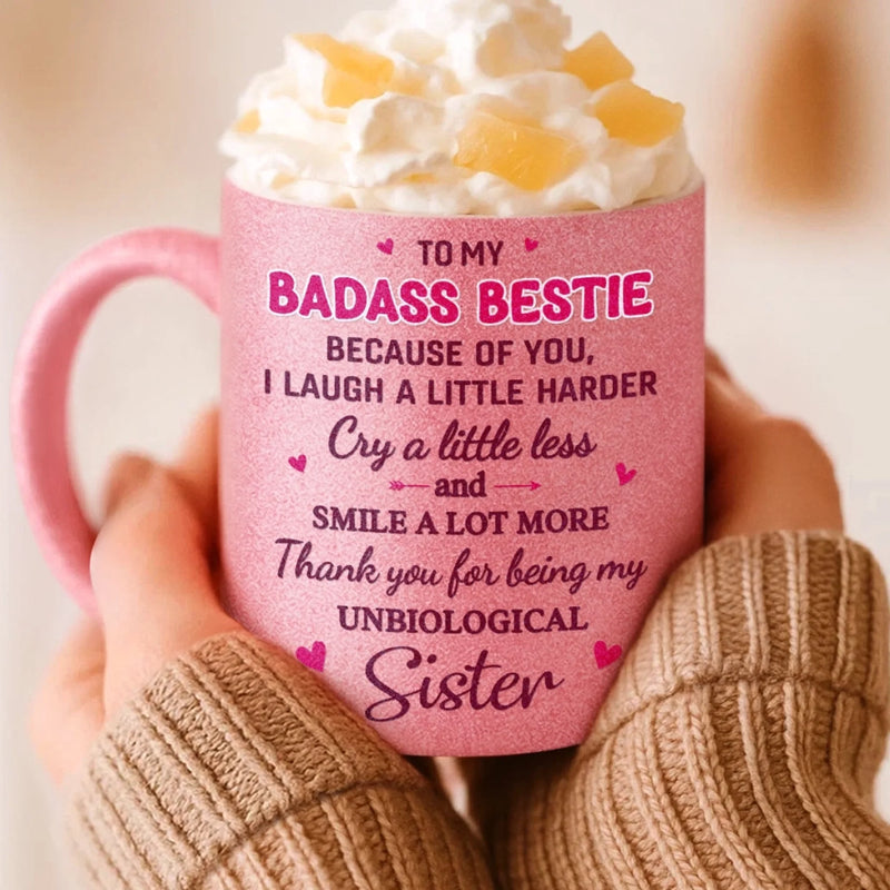 Custom 11OZ Glitter Matte Ceramic Mug - Personalized Best Friend Birthday Gifts For Women, Besties, Sisters, BFF - Together We Make Life Sweet
