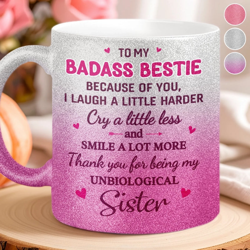 Custom 11OZ Glitter Matte Ceramic Mug - Personalized Best Friend Birthday Gifts For Women, Besties, Sisters, BFF - Together We Make Life Sweet