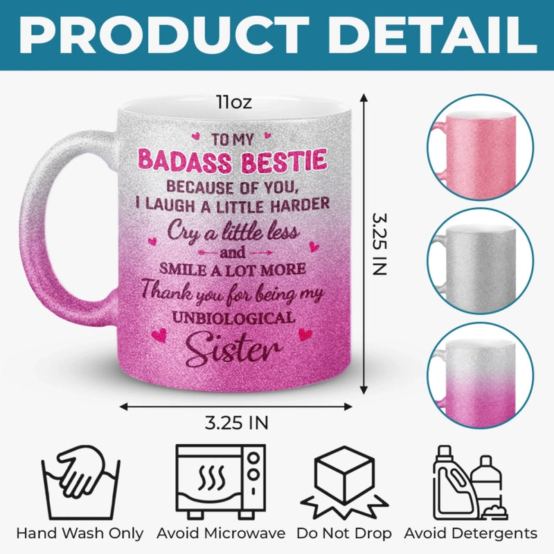 Custom 11OZ Glitter Matte Ceramic Mug - Personalized Best Friend Birthday Gifts For Women, Besties, Sisters, BFF - Together We Make Life Sweet