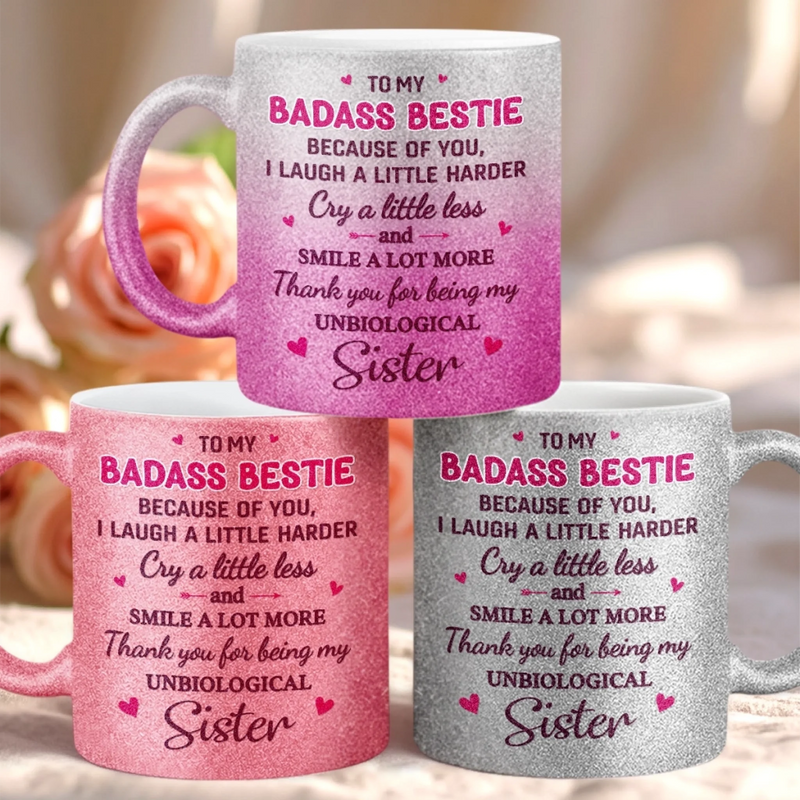 Custom 11OZ Glitter Matte Ceramic Mug - Personalized Best Friend Birthday Gifts For Women, Besties, Sisters, BFF - Together We Make Life Sweet