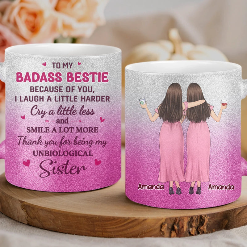 Custom 11OZ Glitter Matte Ceramic Mug - Personalized Best Friend Birthday Gifts For Women, Besties, Sisters, BFF - Together We Make Life Sweet