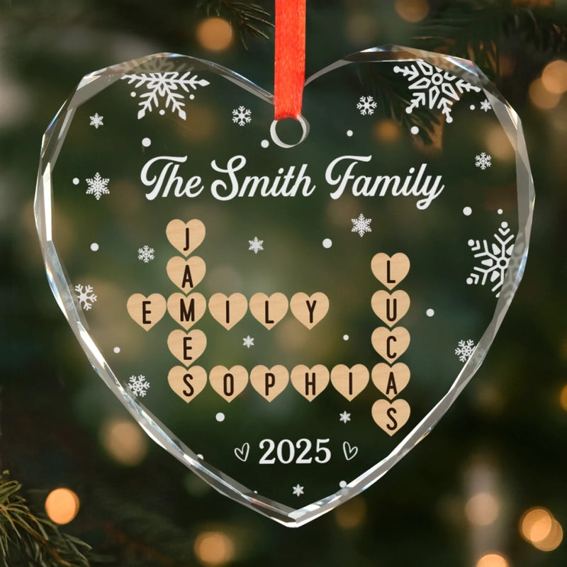 Custom Scrabble Circle Glass Ornament -  Personalized Christmas Birthday Gifts For Mom, Dad, Brother, Sister, Kids - Where Hearts Feel At Home