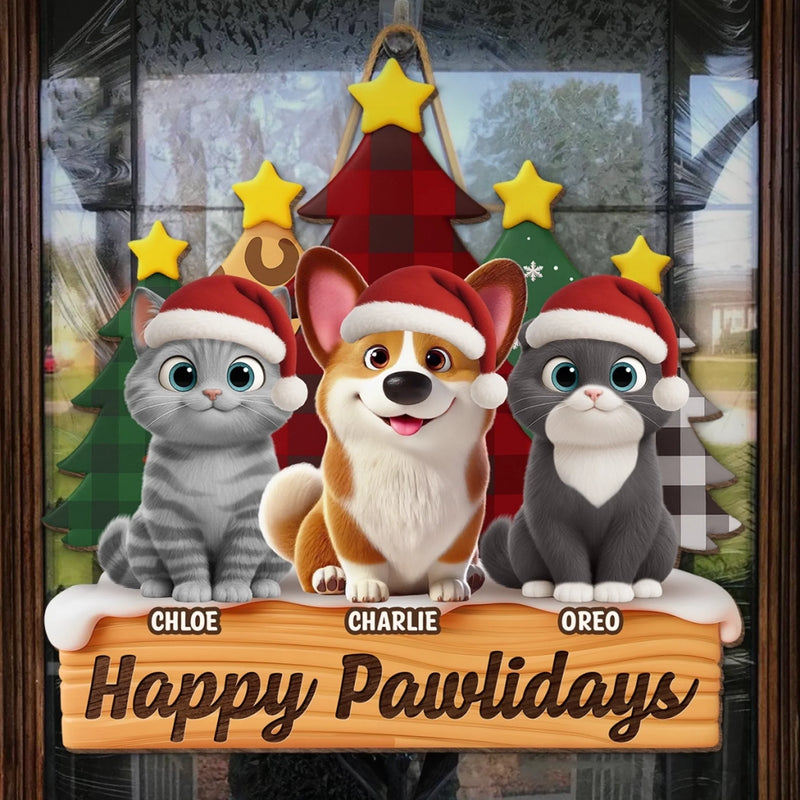 Custom Wood Sign - Personalized Christmas Birthday Gifts For Dog Cat Lovers, Dog Dad And Mom, Cat Owners - Furever Festive