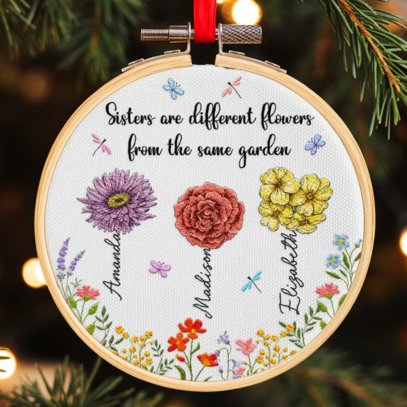 Custom Embroidered Ornament - Personalized Best Friend Christmas Birthday Gifts For Women, Besties, Sisters, BFF - Life Is Better With You