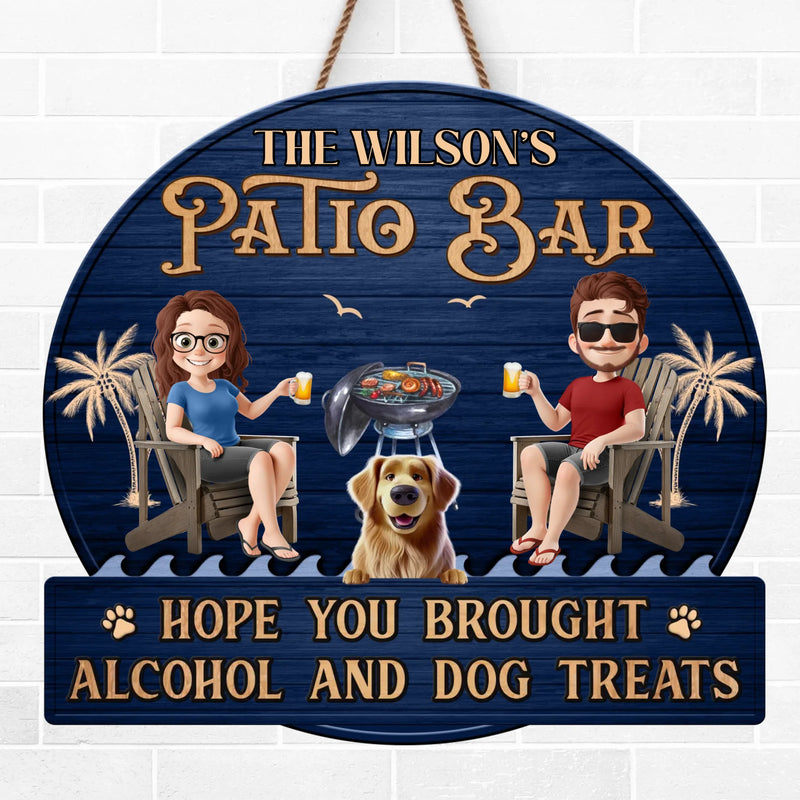 Custom Shaped Home Decor Wood Sign - Personalized Anniversary Wedding Gifts For Husband And Wife, Dog Dad And Mom - Good Vibes And Cold Drinks