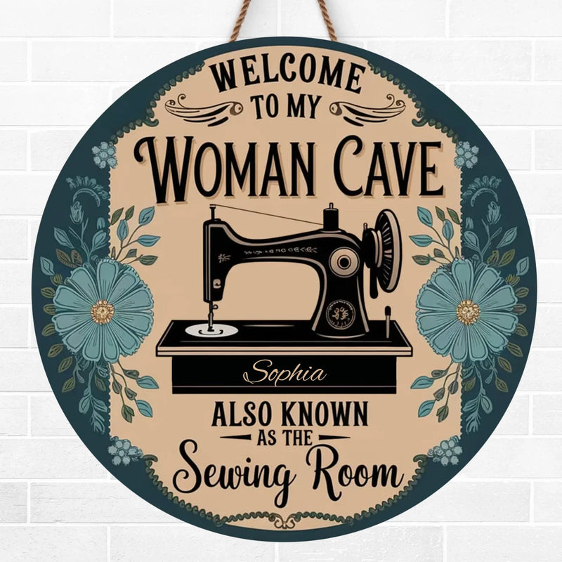 Welcome To My Woman Cave - Family Personalized Custom Shaped Home Decor Wood Sign - House Warming Gift For Yourself, Best Friends, Siblings, Family Members