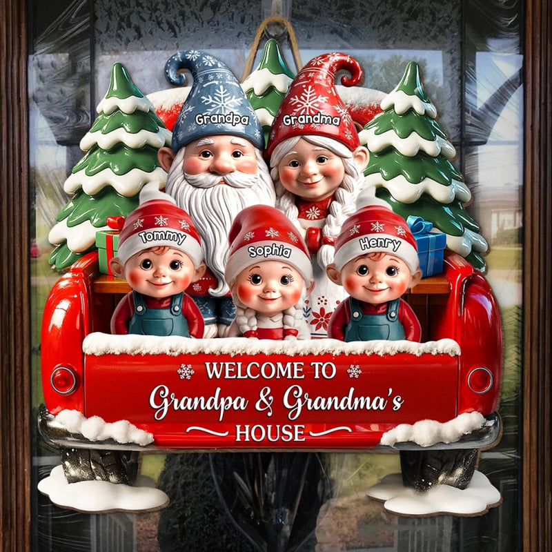 Custom Gnome Wood Sign - Personalized Christmas Birthday Gifts For Grandpa, Grandma - Bless This Home With Laughter