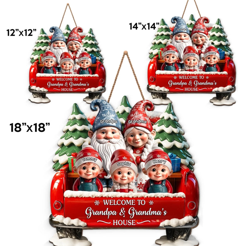 Custom Gnome Wood Sign - Personalized Christmas Birthday Gifts For Grandpa, Grandma - Bless This Home With Laughter