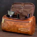 Custom Engraved Leather Toiletry Bag - Personalized  Christmas Birthday Gifts For Men - The Ultimate Man Kit