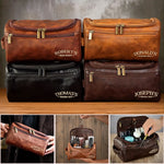 Custom Engraved Leather Toiletry Bag - Personalized  Christmas Birthday Gifts For Men - The Ultimate Man Kit
