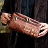 Custom Engraved Leather Toiletry Bag - Personalized Birthday Gifts For Dad, Grandpa - Wisdom Strength And Gentle Hearts