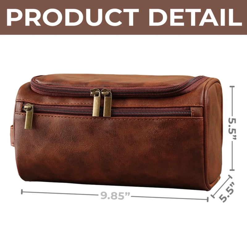 Custom Engraved Leather Toiletry Bag - Personalized Birthday Gifts For Dad, Grandpa - Love Passed From Heart To Heart