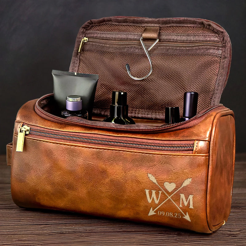 Custom Engraved Leather Toiletry Bag - Personalized Birthday Gifts For Dad, Brother, Grandpa, Husband - Proud Of You Always