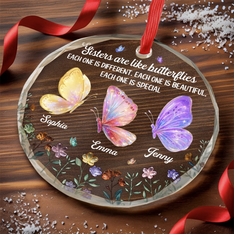 Custom Circle Glass Ornament - Personalized Best Friend Christmas Birthday Gifts For Women, Besties, Sisters, BFF - You Make My World Loud
