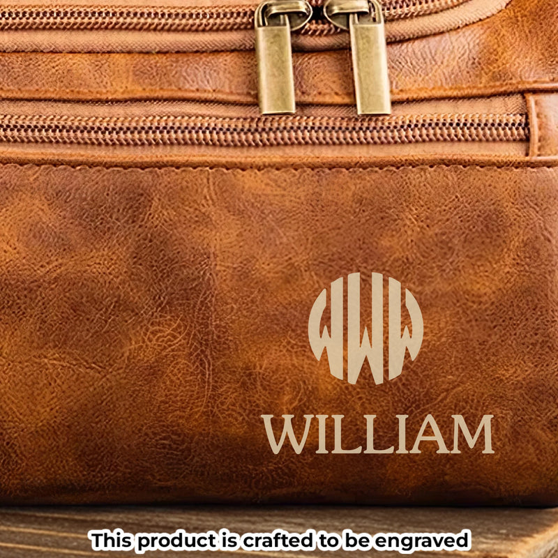 Custom Engraved Leather Toiletry Bag - Personalized Birthday Gifts For Dad, Brother, Grandpa, Husband - Journey Defines You