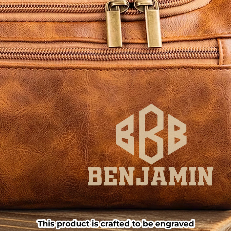 Custom Engraved Leather Toiletry Bag - Personalized Birthday Gifts For Dad, Brother, Grandpa, Husband - Timeless Bond Endless Love