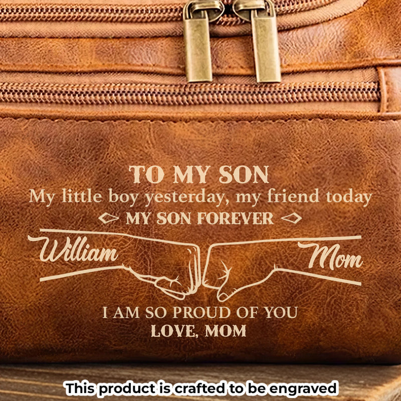 Custom Engraved Leather Toiletry Bag - Personalized Birthday Gifts For Son - Carry Confidence Daily