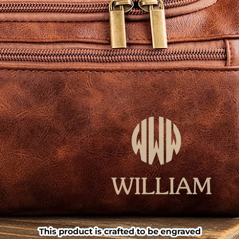 Custom Engraved Leather Toiletry Bag - Personalized Birthday Gifts For Dad, Brother, Grandpa, Husband - Journey Defines You