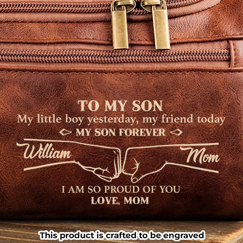 Custom Engraved Leather Toiletry Bag - Personalized Birthday Gifts For Son - Carry Confidence Daily