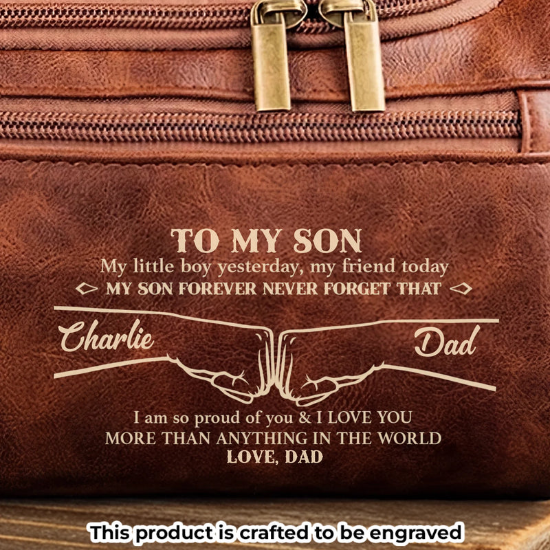 Custom Engraved Leather Toiletry Bag - Personalized Birthday Gifts For Son - Carry Confidence Wherever You Go