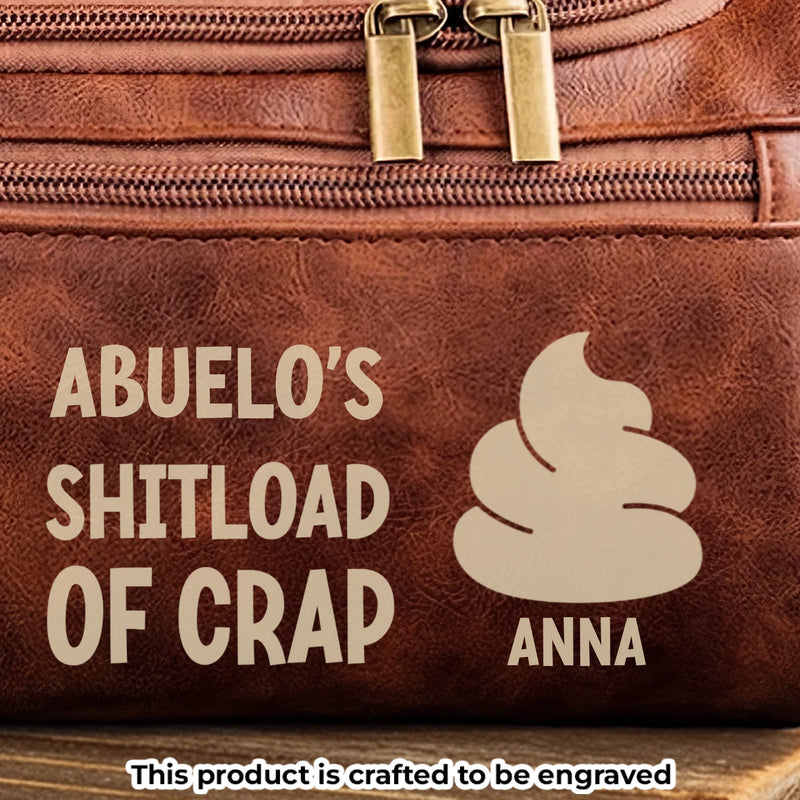 Custom Engraved Leather Toiletry Bag - Personalized Birthday Gifts For Dad, Grandpa - Love Passed From Heart To Heart