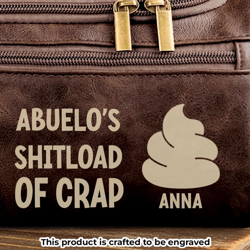 Custom Engraved Leather Toiletry Bag - Personalized Birthday Gifts For Dad, Grandpa - Love Passed From Heart To Heart