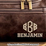 Custom Engraved Leather Toiletry Bag - Personalized Birthday Gifts For Men - Timeless Bond Endless Love