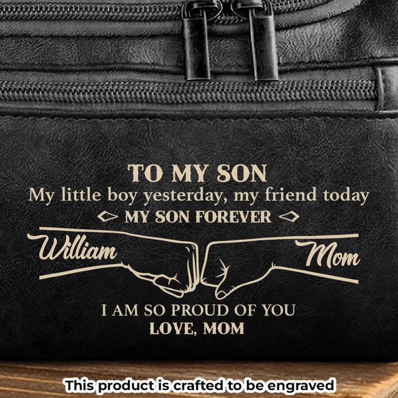 Custom Engraved Leather Toiletry Bag - Personalized Birthday Gifts For Son - Carry Confidence Daily