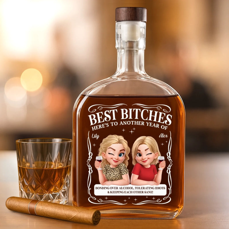 Custom Whiskey Bottle - Personalized Best Friend Birthday Gifts For Women, Besties, Sisters, BFF - Thriving On Chaos Together