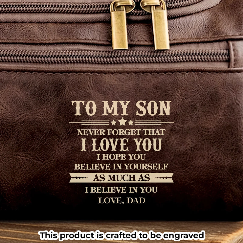 Custom Engraved Leather Toiletry Bag - Personalized Birthday Gifts For Son - Carry What Matters