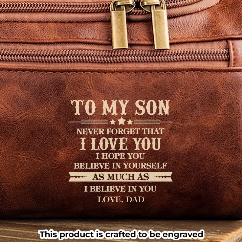 Custom Engraved Leather Toiletry Bag - Personalized Birthday Gifts For Son - Carry What Matters
